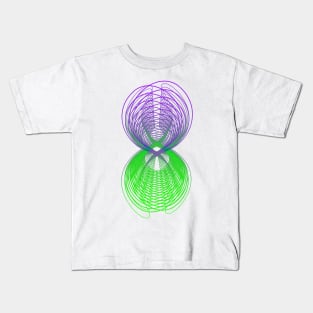 Geometric green purple lineart futuristic Kids T-Shirt